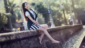蓝色美女生活写真壁纸_7
