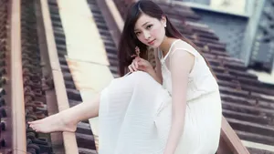 蓝色美女生活写真壁纸_12