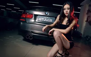 宝马3系F35美女模特壁纸_3