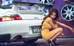 保时捷996 Carrera 美女模特壁纸_2