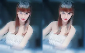 唯美淡蓝色美女图片_2