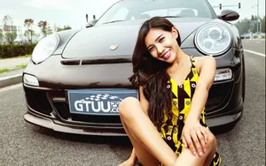 保时捷911美女车模壁纸_9