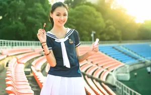 青春校园美女桌面壁纸_5