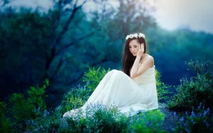 唯美森林美女写真壁纸_4