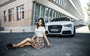 奥迪RS5美女模特壁纸_3