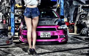 三菱清纯美女车模壁纸_2