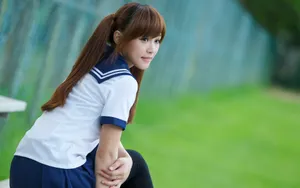 美女学生制服图片壁纸_4