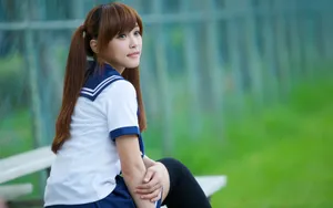 美女学生制服图片壁纸_5