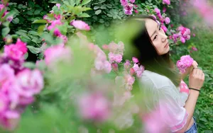 花海中的如花美女壁纸_5