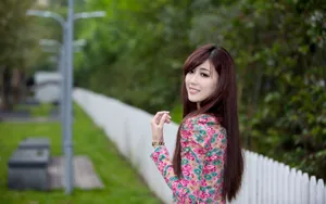 清纯碎花连衣裙美女壁纸_6