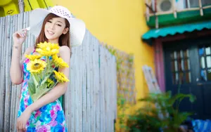 夏日甜美美女写真壁纸_15
