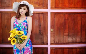 夏日甜美美女写真壁纸_16