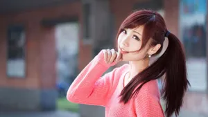 可爱女生街拍图片壁纸