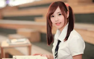 爱心学生妹电脑壁纸_4
