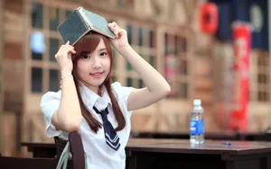 爱心学生妹电脑壁纸_5