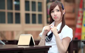 爱心学生妹电脑壁纸_6