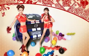 福特野马GT改装车美女壁纸_11