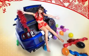 福特野马GT改装车美女壁纸_13