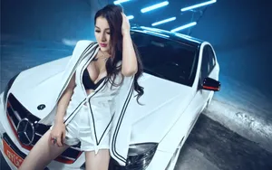 奔驰C级车美女沈璐模特壁纸_11