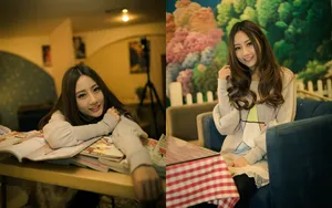 咖啡清纯美女写真壁纸_6