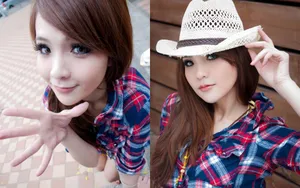 甜美清纯美女街拍桌面壁纸_2