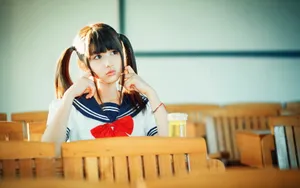 清纯校园校服学生美女壁纸_7