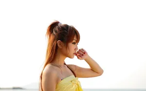 清纯美女海边摄影壁纸_8