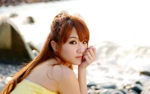 清纯美女海边摄影壁纸_13