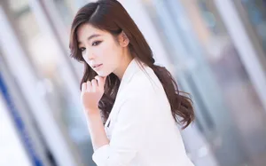 韩国美女车模与古董车壁纸_9