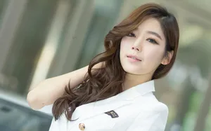 韩国美女车模与古董车壁纸_15