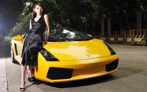 名车与美女模特宽屏壁纸_6