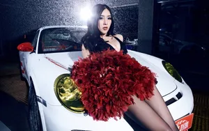 名车与美女模特宽屏壁纸_12