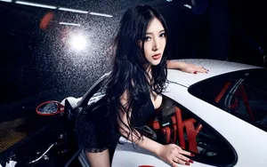 名车与美女模特宽屏壁纸_18