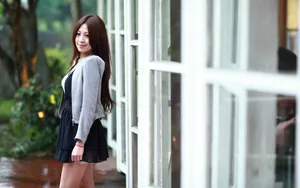 粉色长裙美女摄影壁纸_9