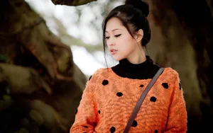 美女恬小魚冬季外拍壁纸_12