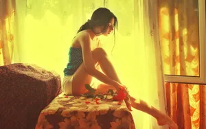美女朦胧美感桌面壁纸_11