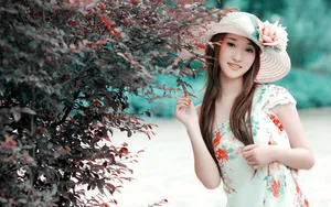 娇美似花女孩桌面壁纸_14