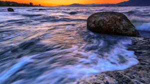 唯美夕阳海滩风景图片_5