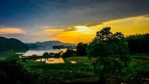 黄昏的田园风景壁纸_6