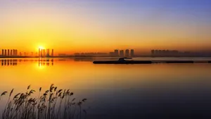 山西晋阳湖黄昏风景_5