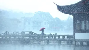 杭州西湖雪花纷飞美景_3