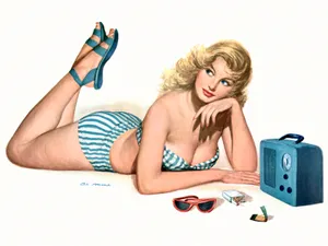手绘美女墙画 第一辑_19