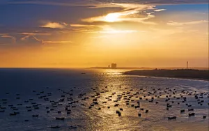 海湾夕阳风景图片壁纸_2