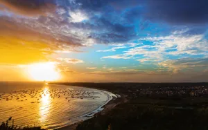 海湾夕阳风景图片壁纸_6