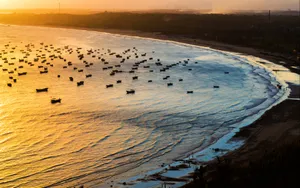 海湾夕阳风景图片壁纸_8