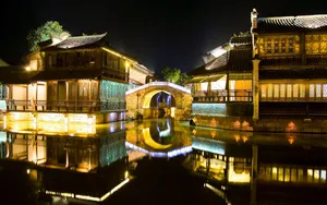 浙江乌镇西栅夜景图片壁纸_7