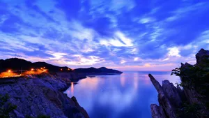 山东威海猫头山晚霞风景_10