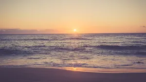海滩黄昏日落风景图片壁纸_2