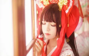 可爱甜美桜桃喵cos灵梦和服图片_2