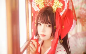 可爱甜美桜桃喵cos灵梦和服图片_9